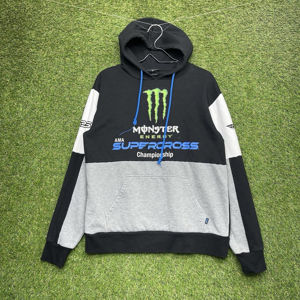 Monster Energy Hoodie Mens Medium AMA Supercross Championship Black Sweatshirt